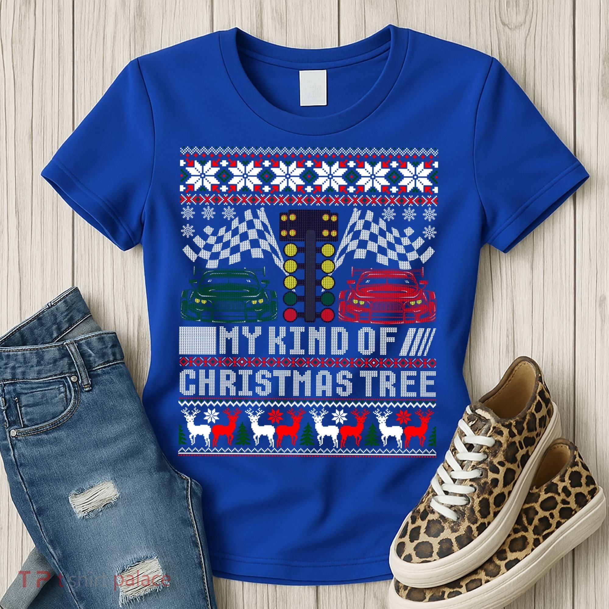 Drag Racing Christmas Tree Race Car Ugly Gift Women's T-Shirt