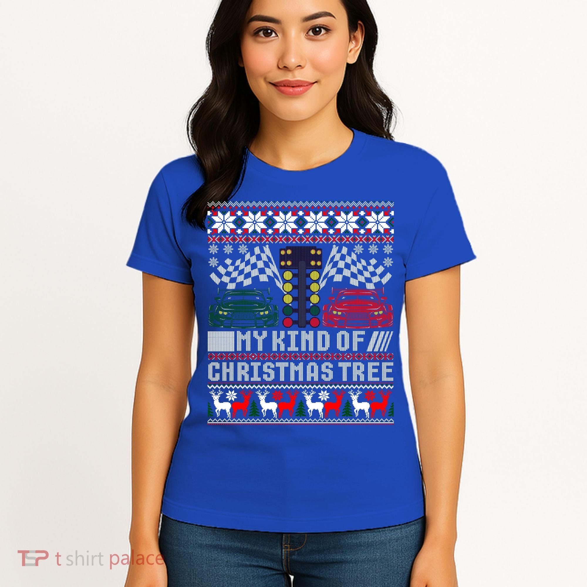 Drag Racing Christmas Tree Race Car Ugly Gift Women's T-Shirt