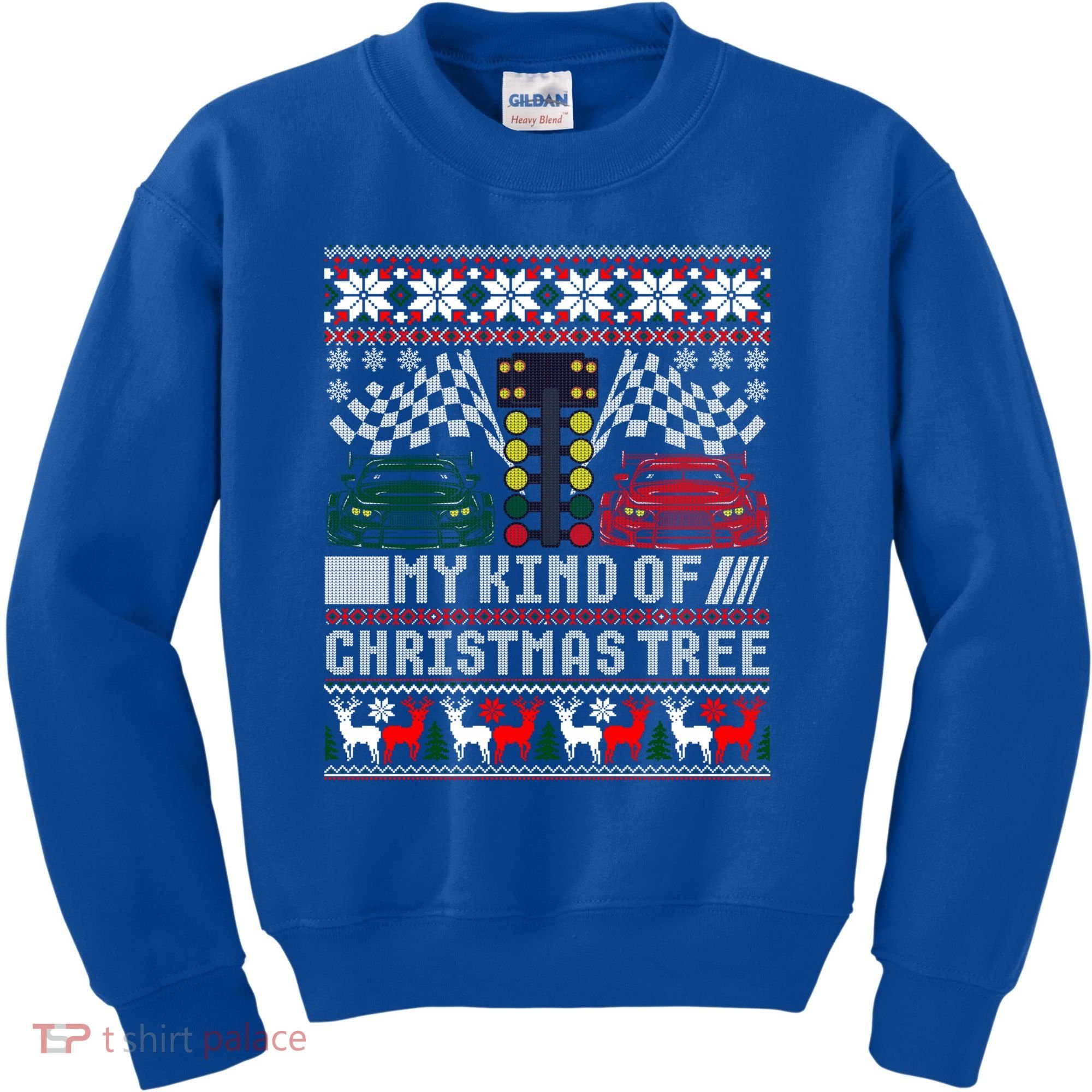 Drag Racing Christmas Tree Race Car Ugly Gift Kids Sweatshirt