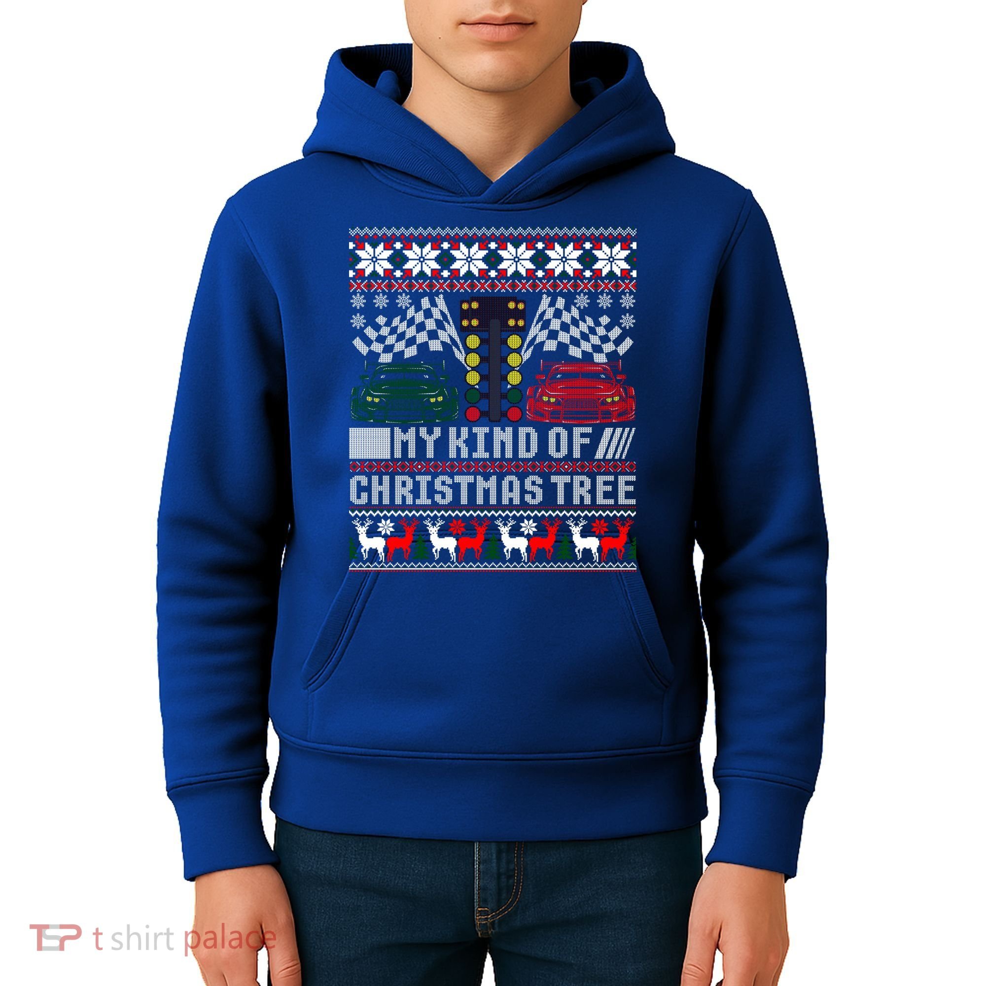 Drag Racing Christmas Tree Race Car Ugly Gift Kids Hoodie
