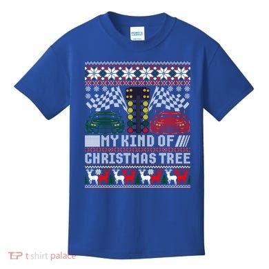 Drag Racing Christmas Tree Race Car Ugly Gift Kids T-Shirt