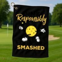 Dink Responsibly Don't Get Smashed Funny Pickleball Player Golf Towel thumb 1