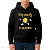 Dink Responsibly Don't Get Smashed Funny Pickleball Player Kids Hoodie thumb 4