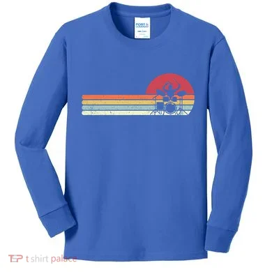 Drummer Retro Drums Gift Kids Long Sleeve Shirt