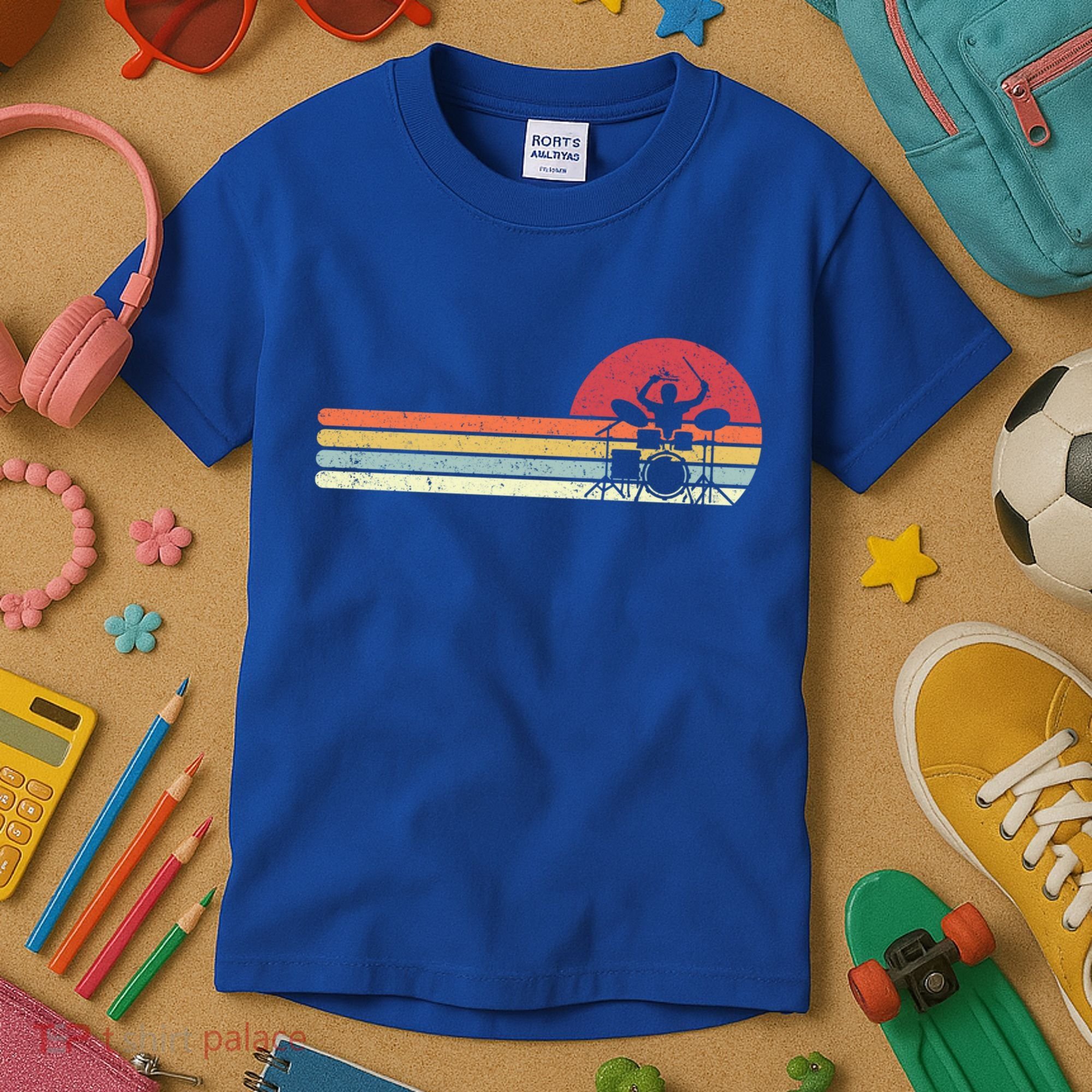 Drummer Retro Drums Gift Kids T-Shirt