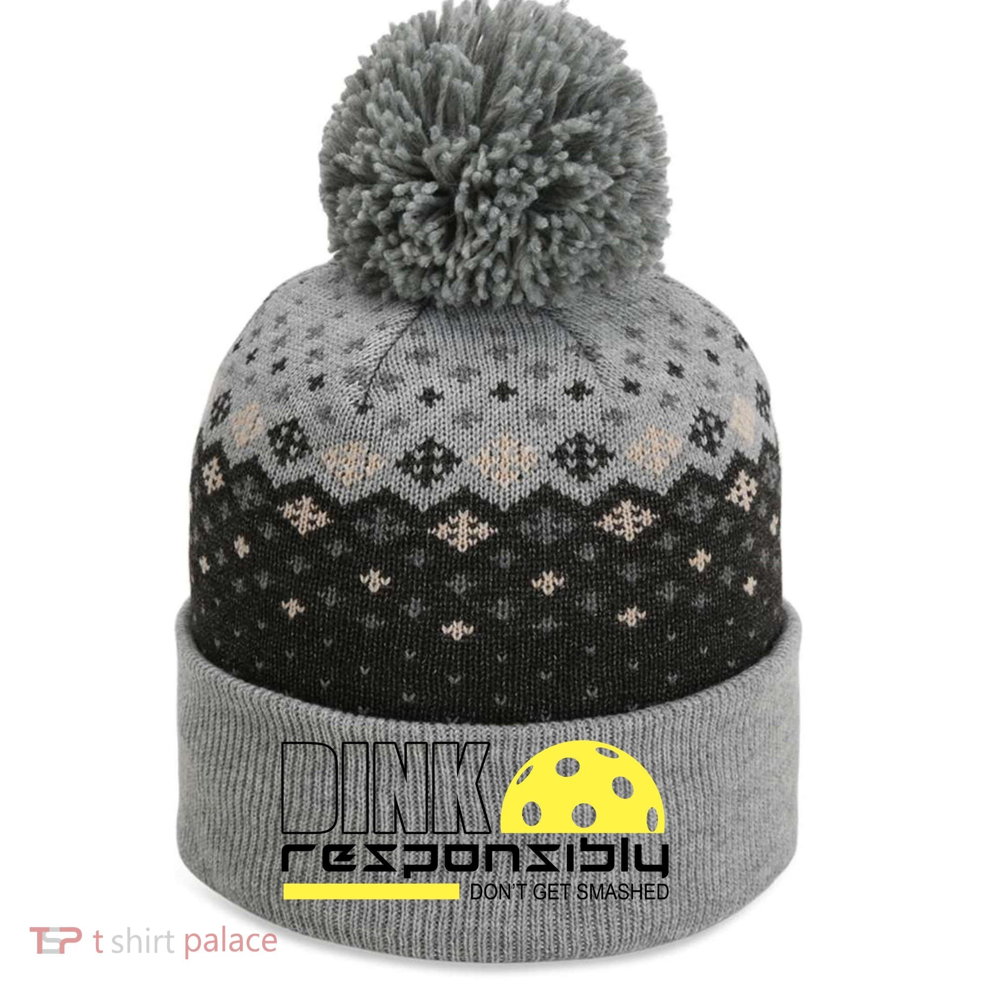 Dink Responsibly Don't Get Smashed Funny Pickleball The Baniff Cuffed Pom Beanie