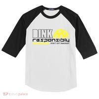 Dink Responsibly Don't Get Smashed Funny Pickleball Kids Colorblock Raglan Jersey thumb 0
