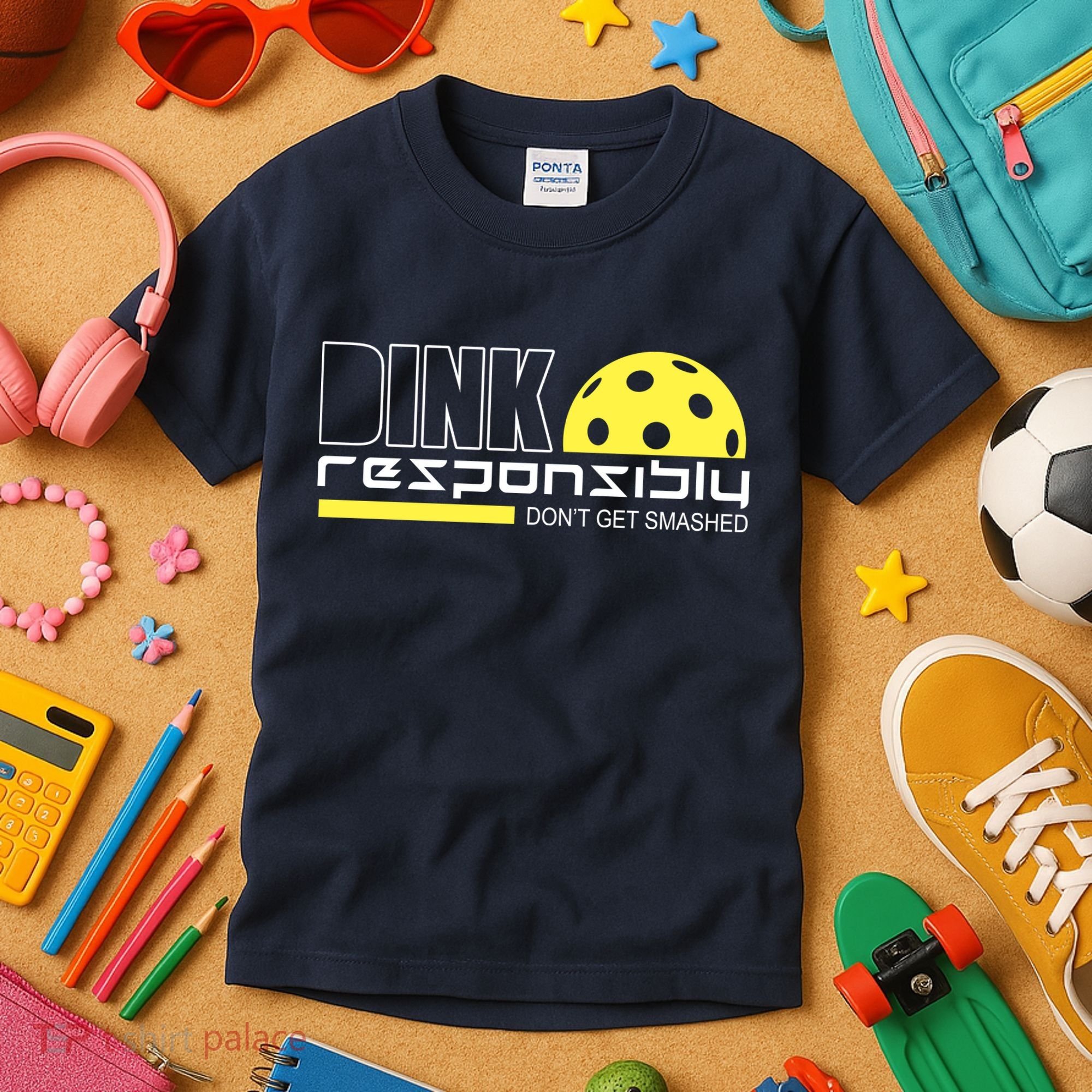 Dink Responsibly Don't Get Smashed Funny Pickleball Kids T-Shirt