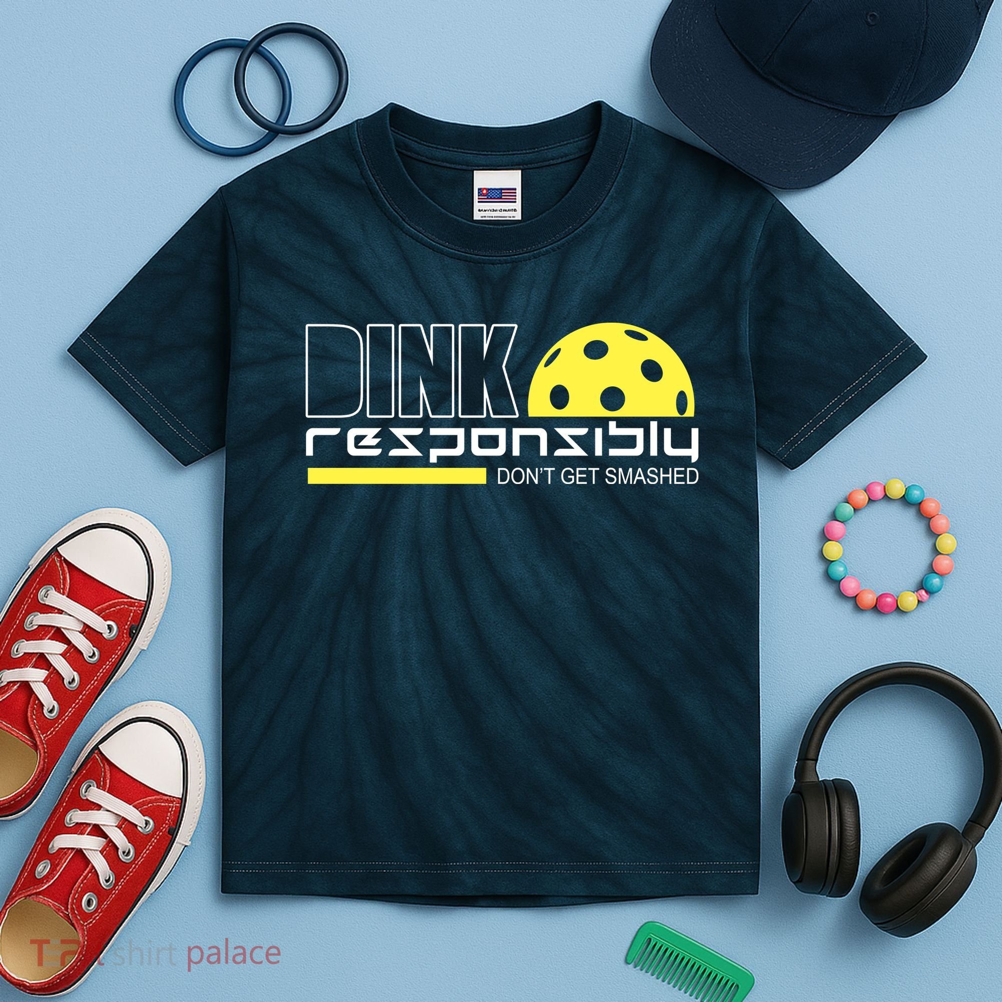 Dink Responsibly Don't Get Smashed Funny Pickleball Kids Tie-Dye T-Shirt