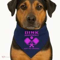 Dink Responsibly Don't Get Smashed Purple Pickleball Paddles USA-Made Doggie Bandana thumb 1