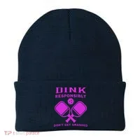 Dink Responsibly Don't Get Smashed Purple Pickleball Paddles Beanie thumb 0