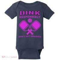 Dink Responsibly Don't Get Smashed Purple Pickleball Paddles Baby Bodysuit thumb 0