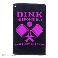 Dink Responsibly Don't Get Smashed Purple Pickleball Paddles Golf Towel thumb 0