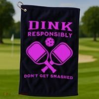 Dink Responsibly Don't Get Smashed Purple Pickleball Paddles Golf Towel thumb 1
