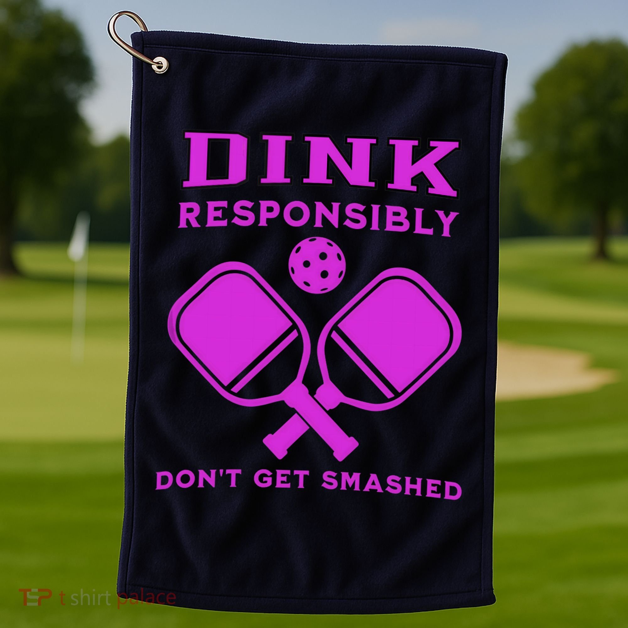 Dink Responsibly Don't Get Smashed Purple Pickleball Paddles Golf Towel