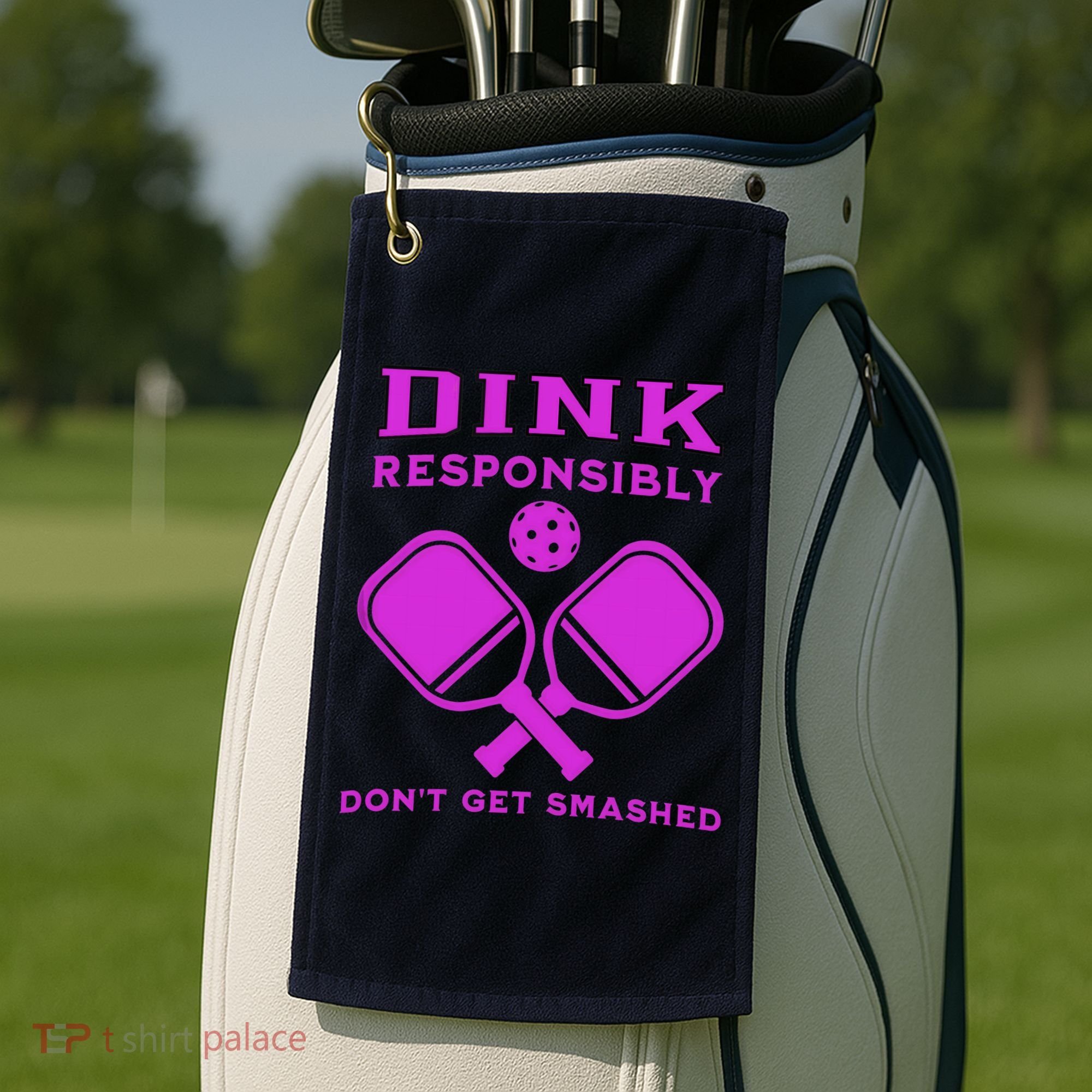 Dink Responsibly Don't Get Smashed Purple Pickleball Paddles Golf Towel