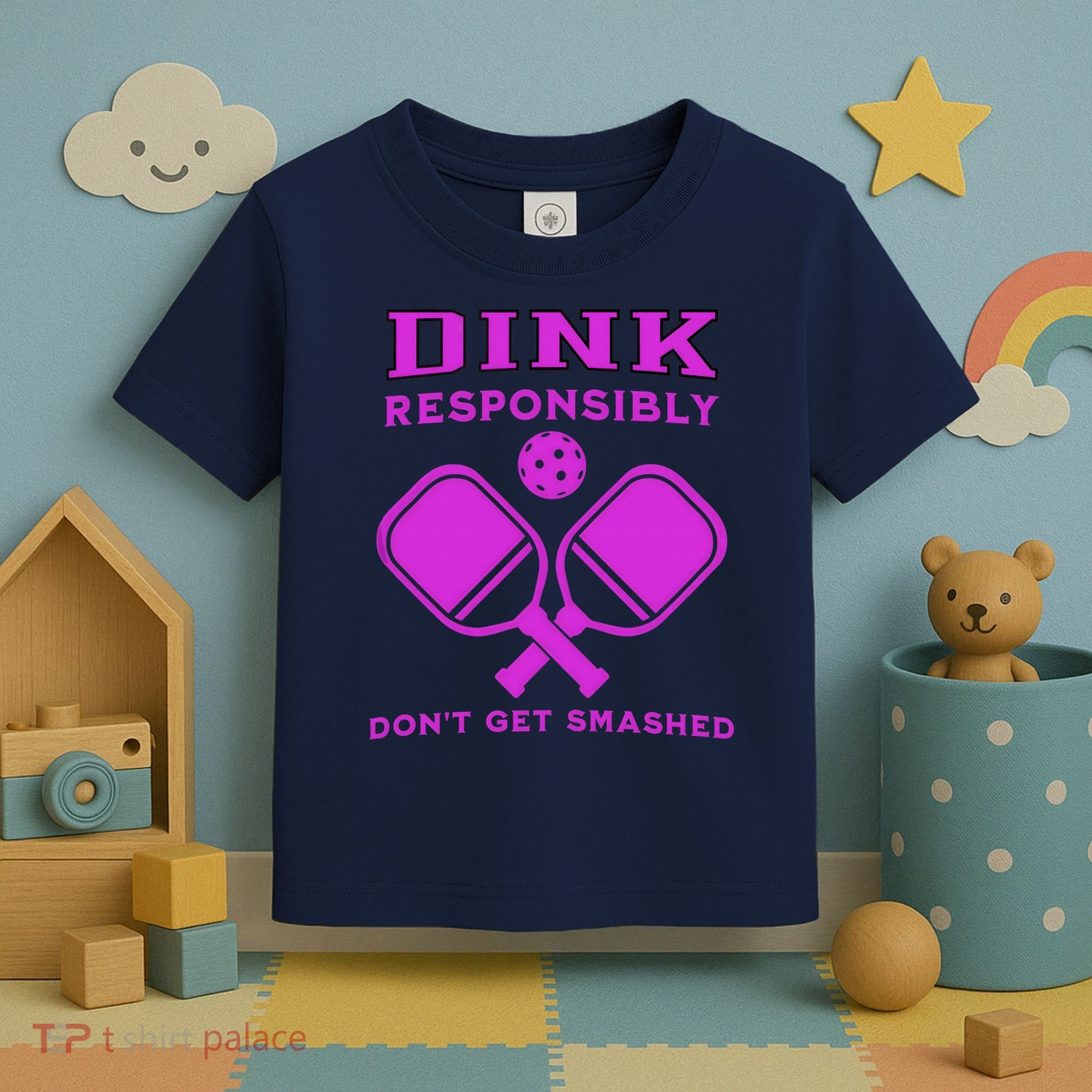 Dink Responsibly Don't Get Smashed Purple Pickleball Paddles Toddler T-Shirt