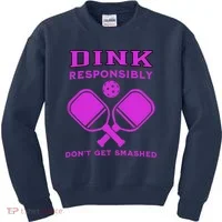 Dink Responsibly Don't Get Smashed Purple Pickleball Paddles Kids Sweatshirt thumb 0