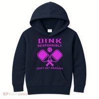 Dink Responsibly Don't Get Smashed Purple Pickleball Paddles Kids Hoodie thumb 0
