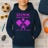 Dink Responsibly Don't Get Smashed Purple Pickleball Paddles Kids Hoodie thumb 2
