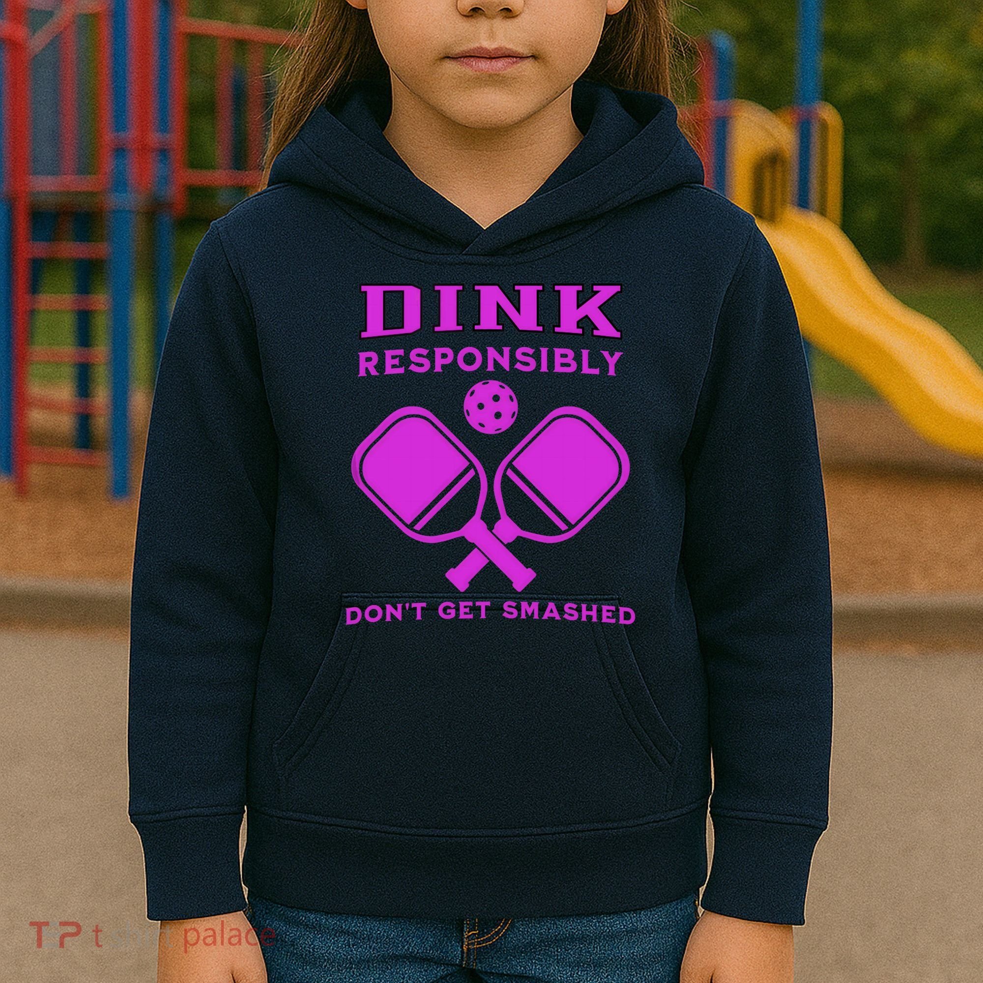 Dink Responsibly Don't Get Smashed Purple Pickleball Paddles Kids Hoodie