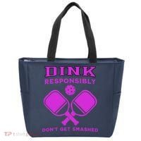 Dink Responsibly Don't Get Smashed Purple Pickleball Paddles Tote Bag thumb 0