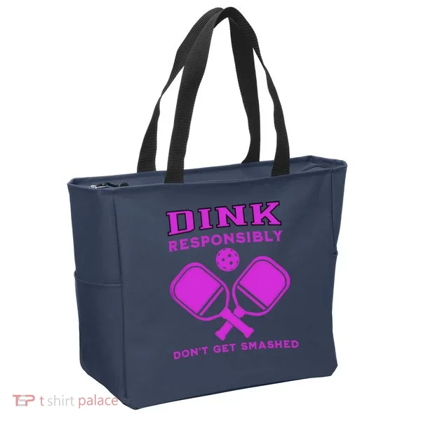 Dink Responsibly Don't Get Smashed Purple Pickleball Paddles Tote Bag