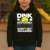 Dink Responsibly Don't Get Smashed Pickleball Kids Hoodie thumb 3