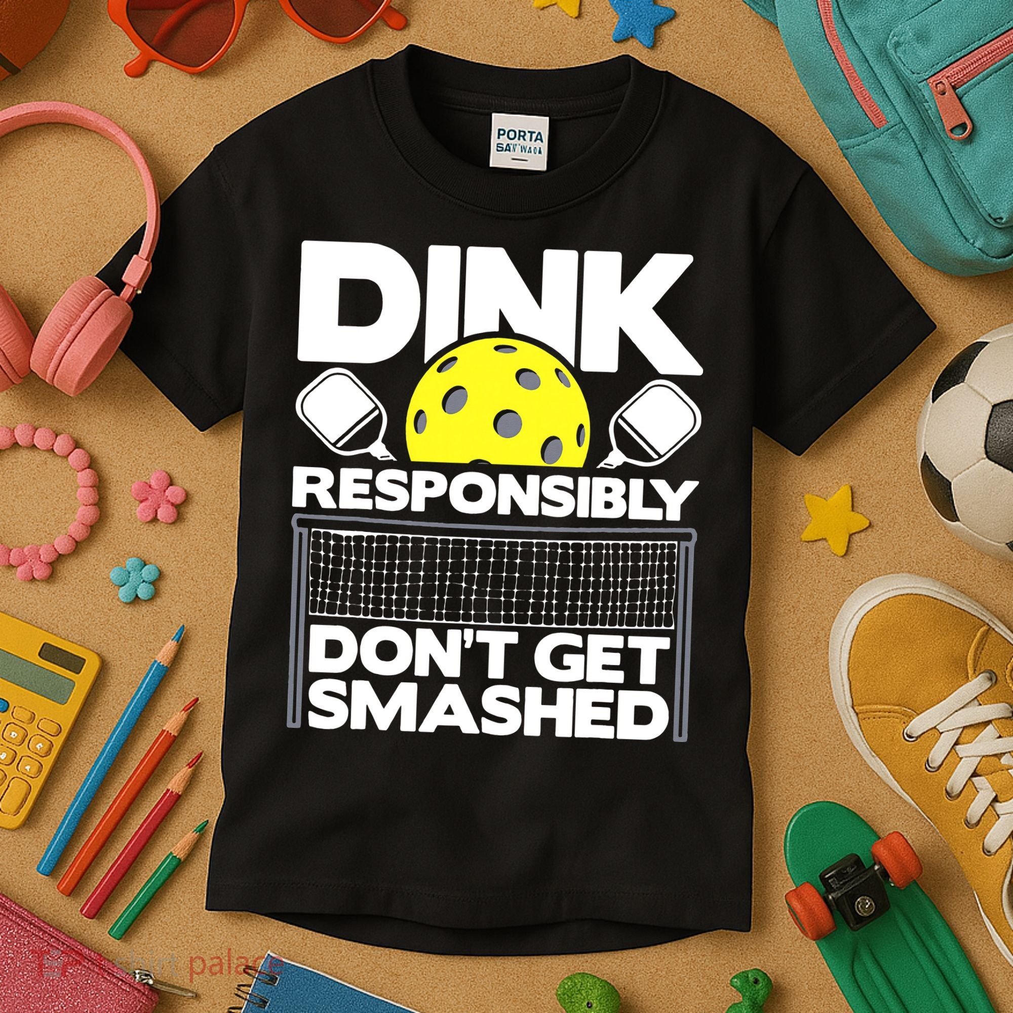 Dink Responsibly Don't Get Smashed Pickleball Kids T-Shirt