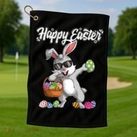 Dabbing Rabbit Easter Day Eggs Dab Boys Girls Kid Gift Bunny Gift Golf Towel thumb 1