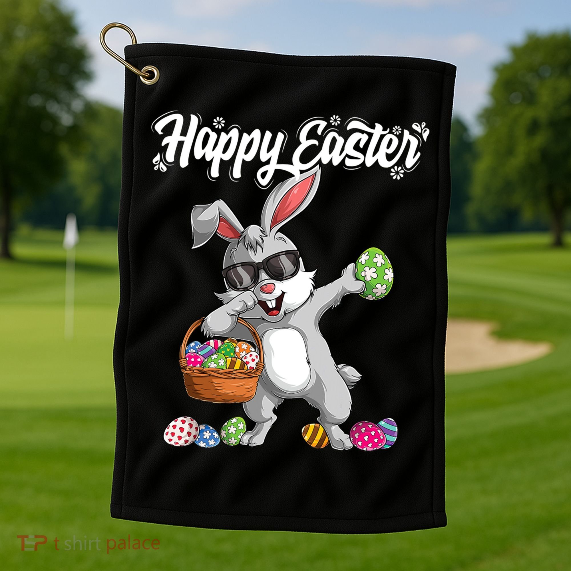 Dabbing Rabbit Easter Day Eggs Dab Boys Girls Kid Gift Bunny Gift Golf Towel