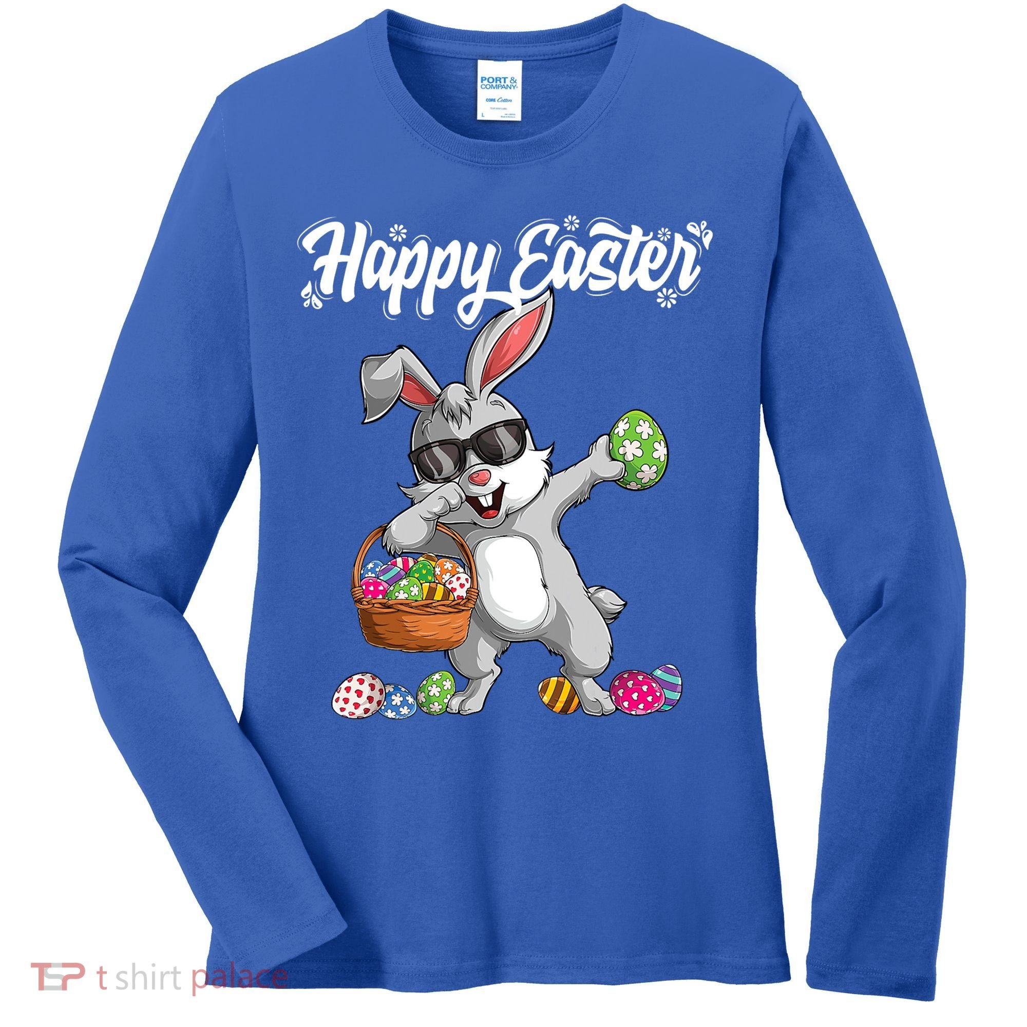 Dabbing Rabbit Easter Day Eggs Dab Boys Girls Kid Gift Bunny Gift Women's Long Sleeve Shirt