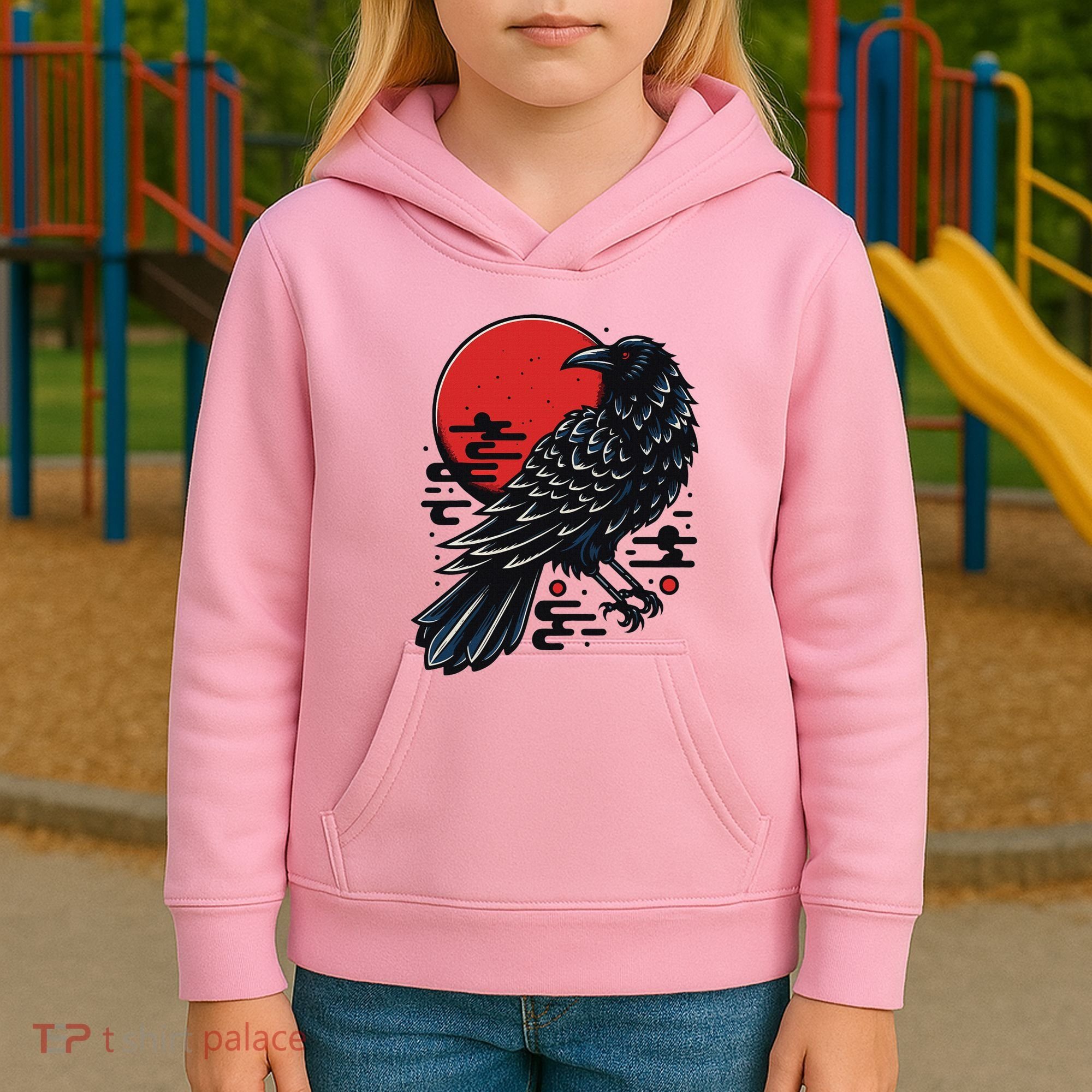 Dark Raven Epic Ninja Fight Anime Kids Hoodie