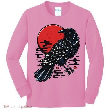 Dark Raven Epic Ninja Fight Anime Kids Long Sleeve Shirt