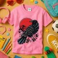Dark Raven Epic Ninja Fight Anime Kids T-Shirt thumb 3