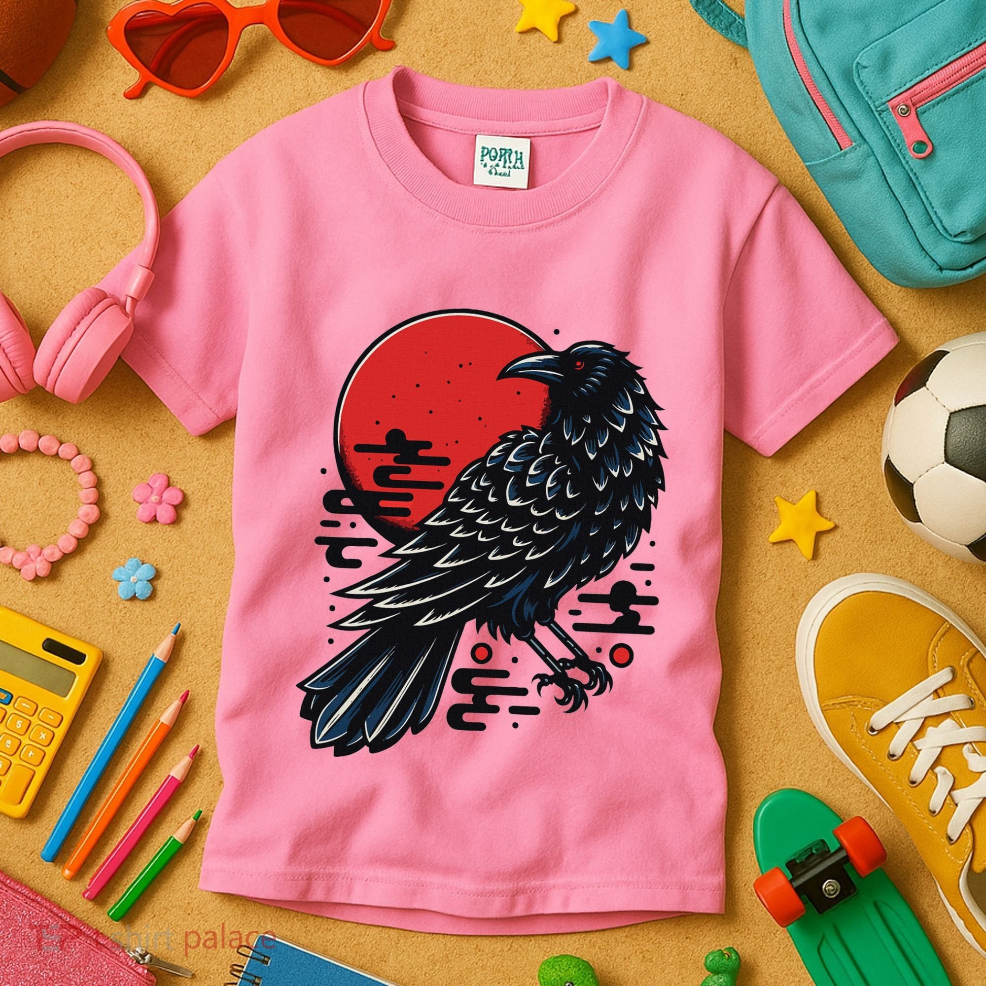 Dark Raven Epic Ninja Fight Anime Kids T-Shirt