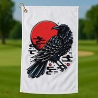 Dark Raven Epic Ninja Fight Anime Golf Towel thumb 1