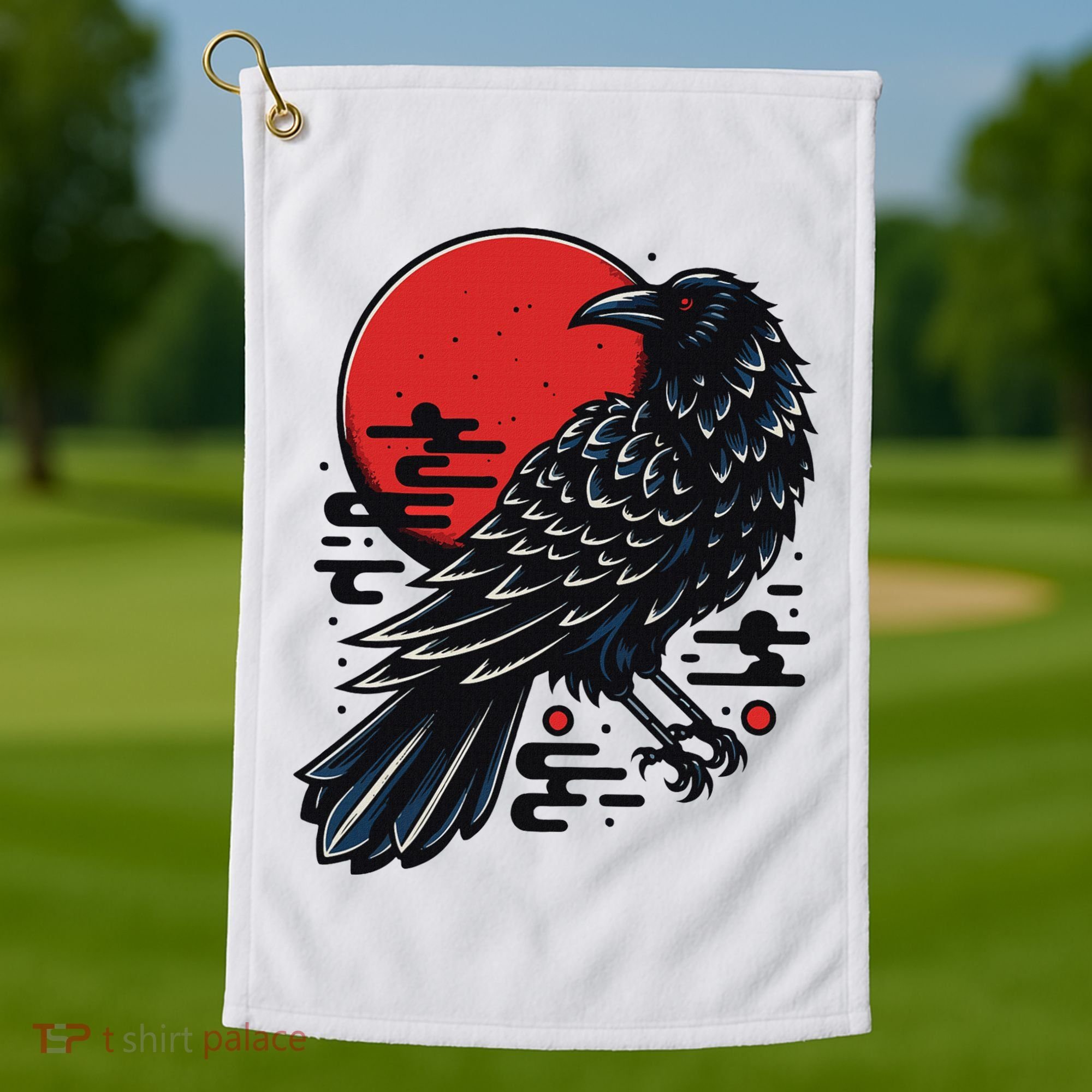 Dark Raven Epic Ninja Fight Anime Golf Towel