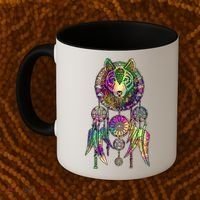 Dream Catcher Wolf Galaxy Coffee Mug thumb 2