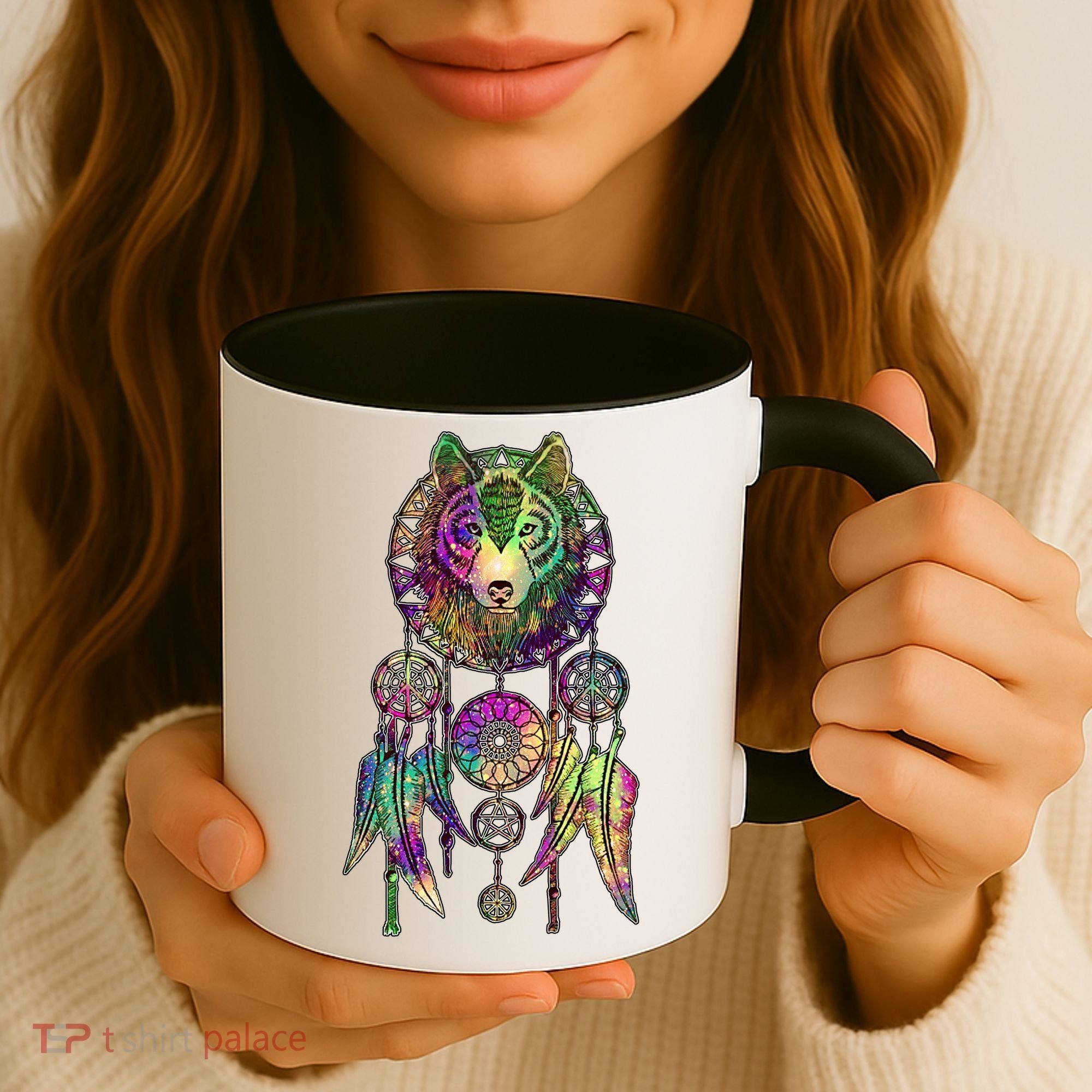 Dream Catcher Wolf Galaxy Coffee Mug