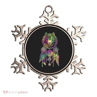 Dream Catcher Wolf Galaxy Ornament