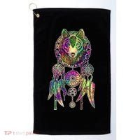 Dream Catcher Wolf Galaxy Golf Towel thumb 0