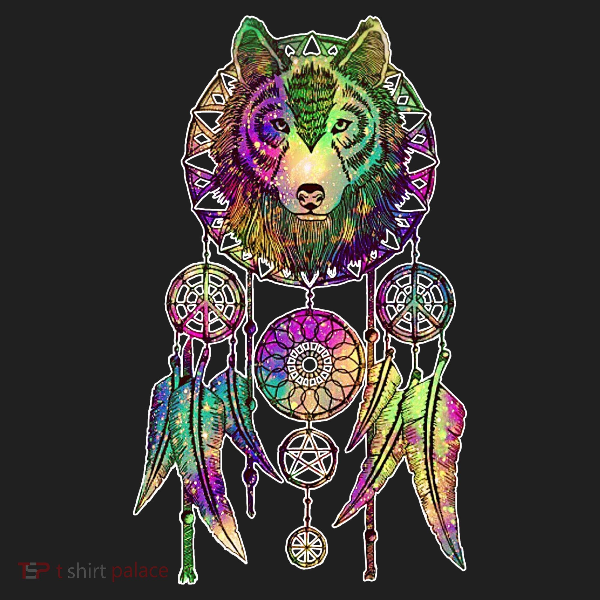 Dream Catcher Wolf Galaxy Golf Towel
