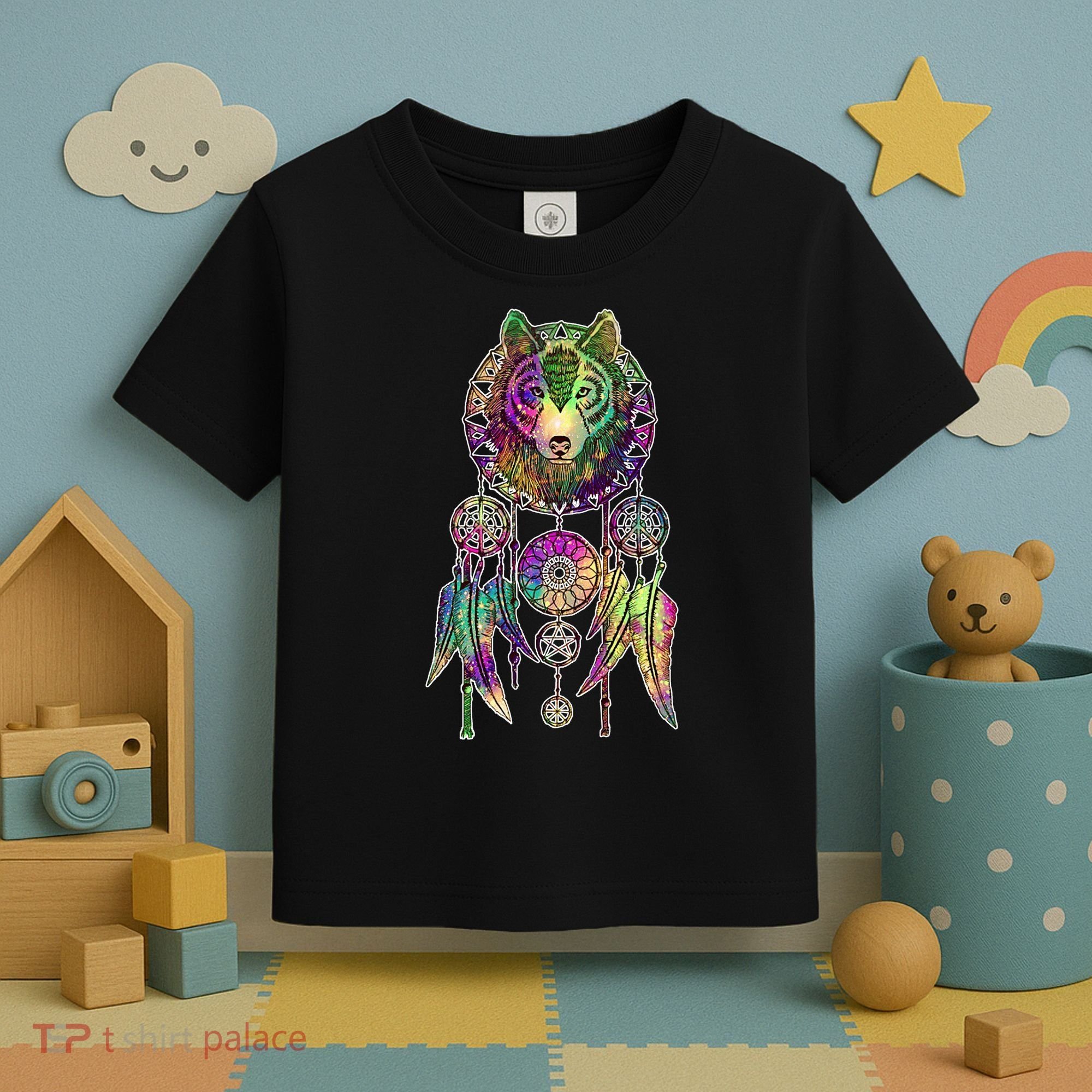 Dream Catcher Wolf Galaxy Toddler T-Shirt