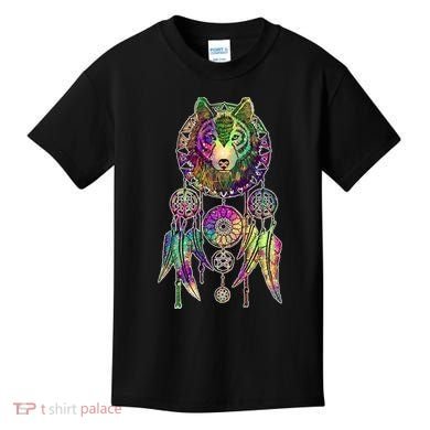 Dream Catcher Wolf Galaxy Kids T-Shirt