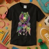 Dream Catcher Wolf Galaxy Kids T-Shirt thumb 3