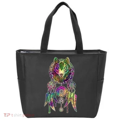 Dream Catcher Wolf Galaxy Tote Bag