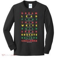 Dream Lead Fight Think Black History Month Kids Long Sleeve Shirt thumb 0