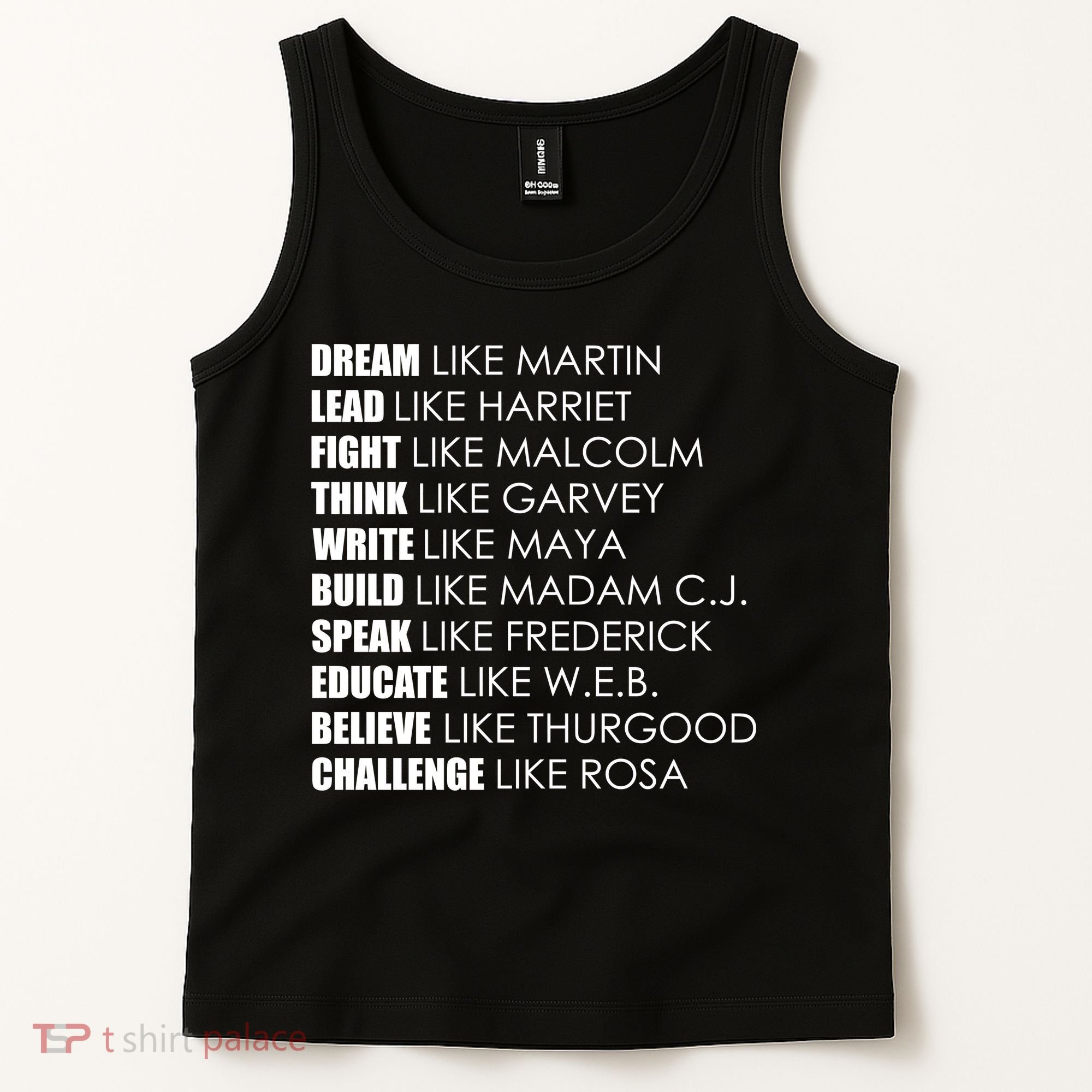 Dream Lead Fight Think Write Build Speak Educate Believe Challenge Tank Top