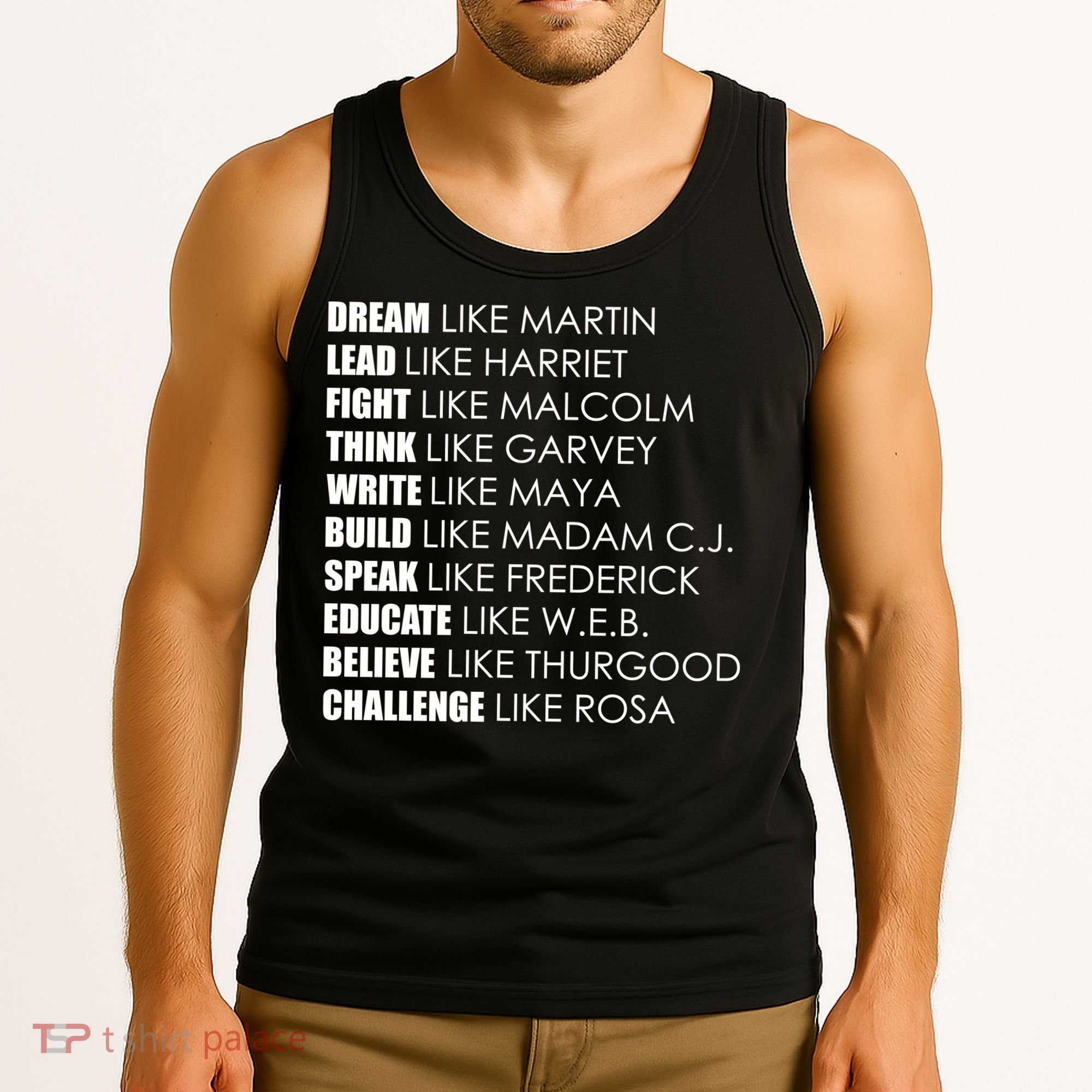 Dream Lead Fight Think Write Build Speak Educate Believe Challenge Tank Top